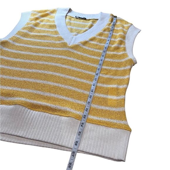 Zara Women’s V-Neck Striped Oversized Knitted Vest Yellow, Size Small - Picture 11 of 13